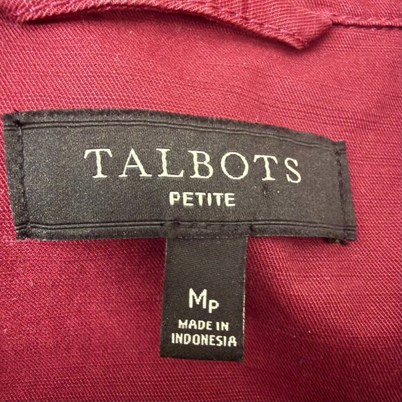 Talbots Petite MP Cotton Twill Safari Utility Jacket Burgundy Drawstring Waist - Picture 10 of 14